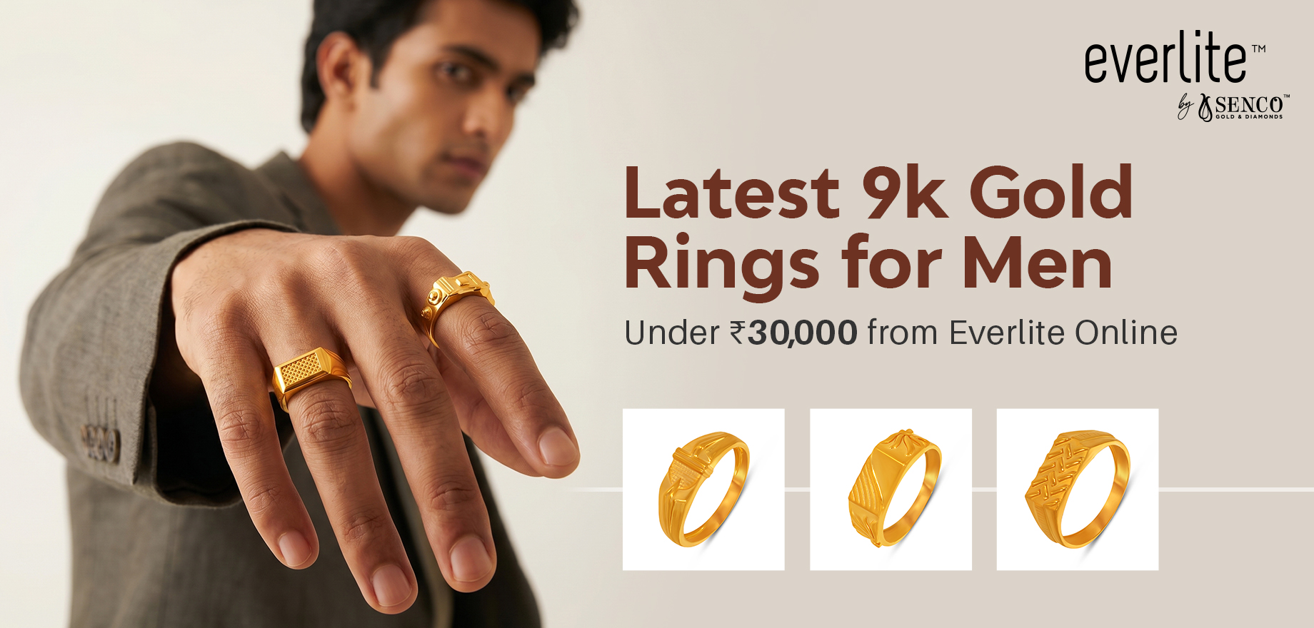 Latest 9k Gold Rings for Men Under 30000 from Everlite Online